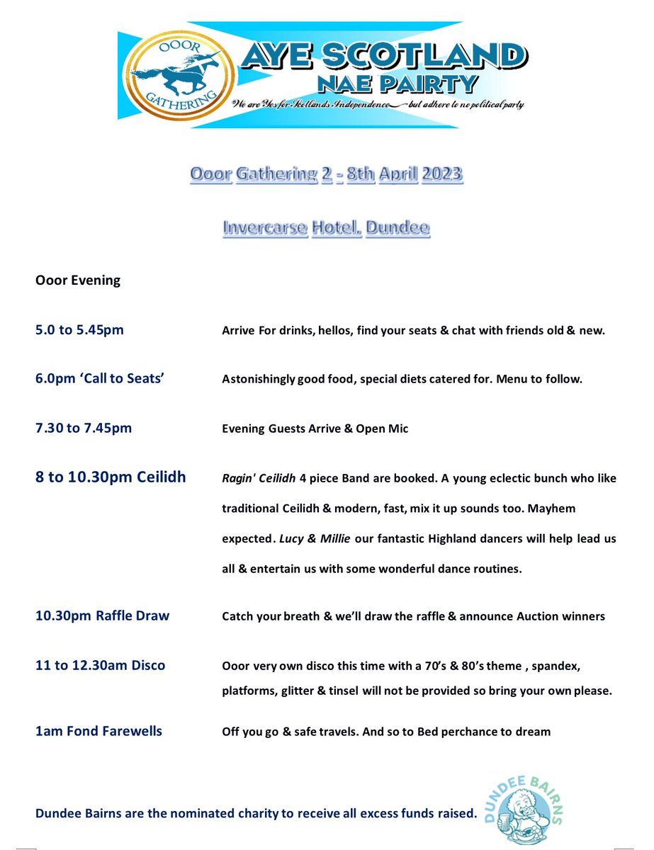 This is getting busy. <a href="/katiec1314/">'Oor' Lady Katie.C. McD 🌻🏴󠁧󠁢󠁳󠁣󠁴󠁿</a> is going full tonto wie bookings. Don't miss out, it's shaping up to be mega wie good chums going &amp; a brilliant chance to strut your stuff. DM's are open <a href="/Ooor_Gathering/">Ooor Gathering's Only A/C, Aye Scotland Nae Pairty</a> or ping either of us a message. If you can't make it, make a wee donation