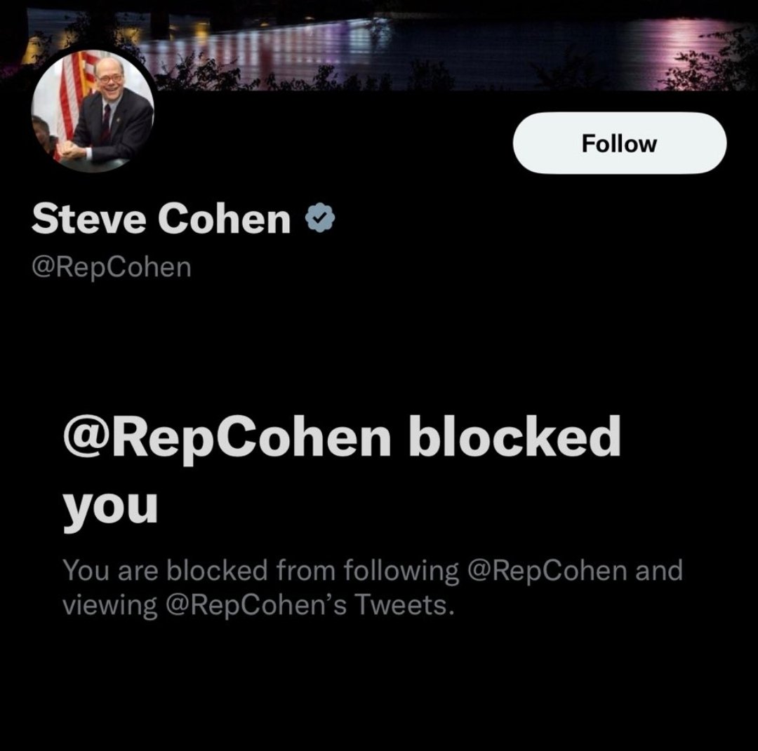 <a href="/RepCohen/">Steve Cohen</a> Hi Steve (no relation).

Why are you blocking members of the public, which has been ruled in multiple court decisions to be a violation of the First Amendment?

<a href="/elonmusk/">Elon Musk</a> Twitter needs to remove the block function for US officials so they can't break the law on Twitter anymore.