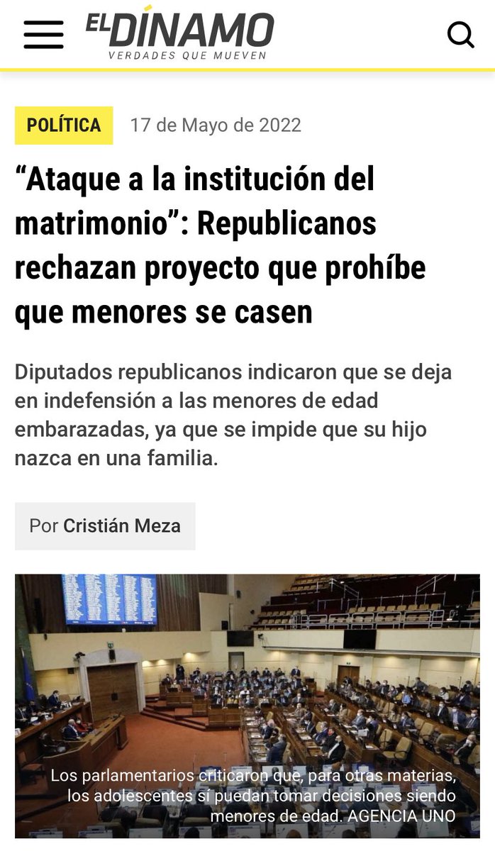 A más de la mitad d las mujeres kawesqar entre años 40' y 90' les obligaron a casarse cuando eran niñas. Sus maridos forzados eran pescadores o uniformados. 
Prohibir el matrimonio d menores corregirá muchas d las cosas forzadas en Chile.
Los q casan a primitos, votaron en contra