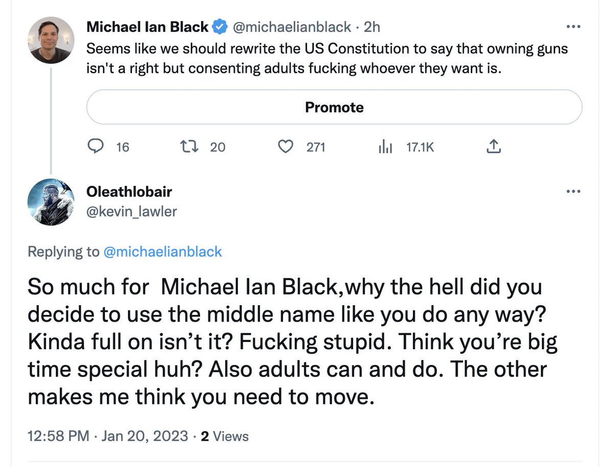 michaelianblack's tweet image. Totally normal, not-at-all-weird response.