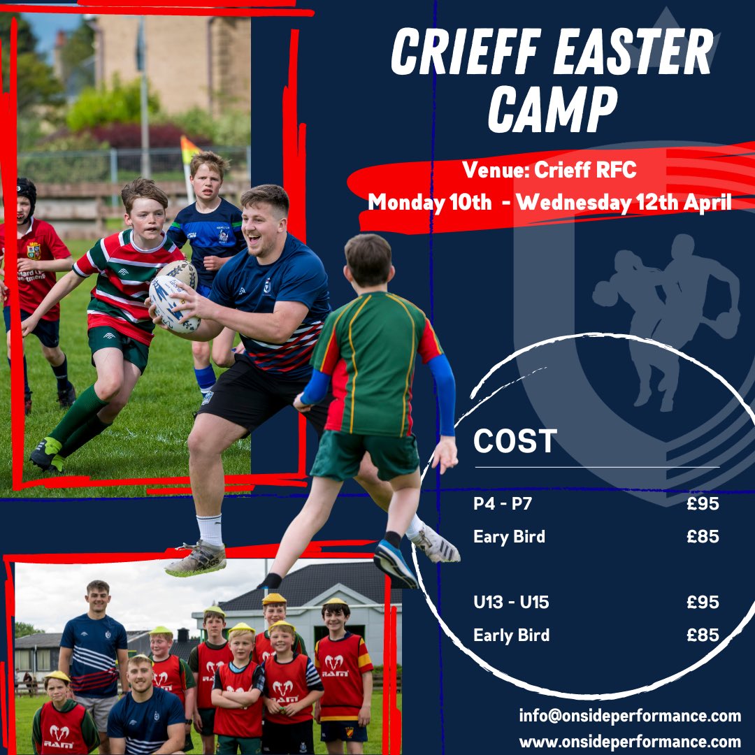 2023 Camps

📅 13th - 15th Feb
📍GHA RFC

Easter 🐣
📅 03rd - 07th April
📍GHA RFC

📅 10th - 12th April
📍Crieff RFC

Email now to secure your place now!

#GetOnside #OnsideRugby #glasgowrugby #glasgowwarriors #mattfagerson #rugbyunion #rugbytackle #rugbygame #whateverittakes
