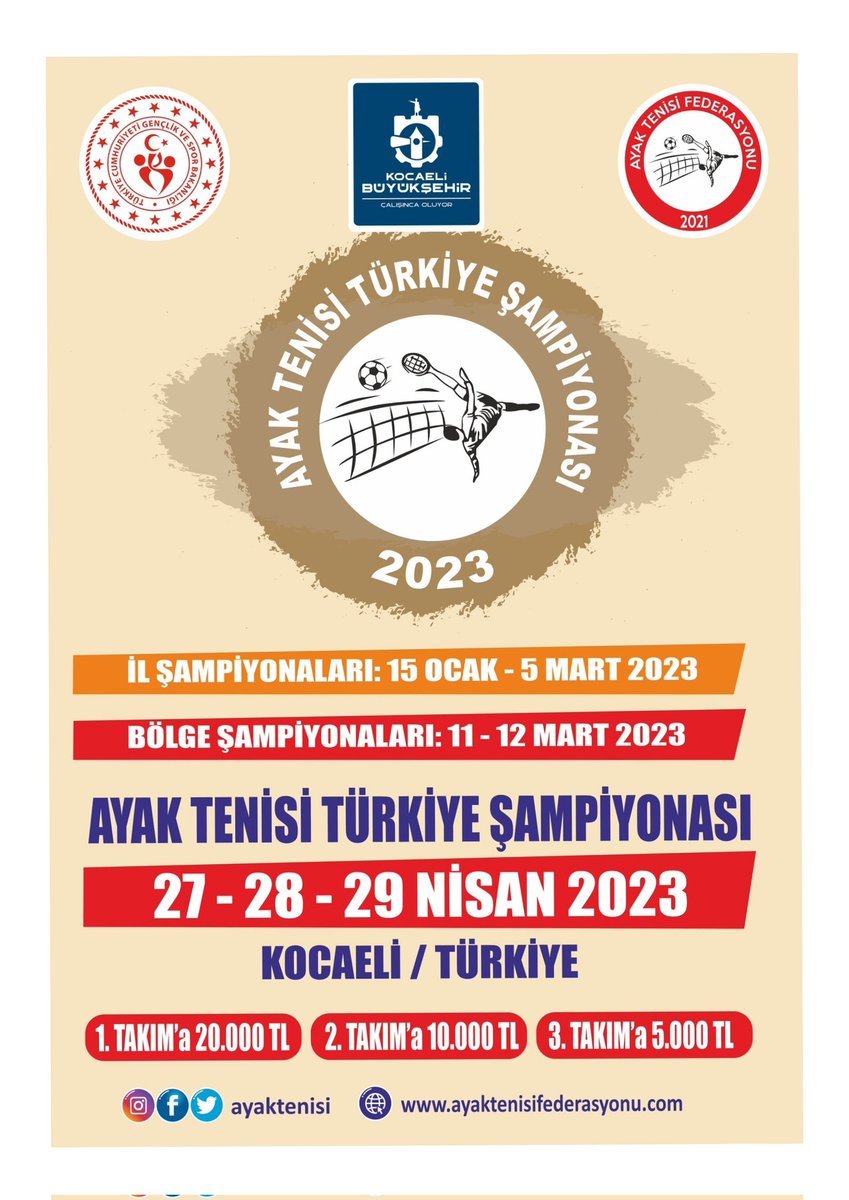 <a href="/AyakTenisi/">Ayak tenisi</a> 
<a href="/kasapoglu/">Dr. Mehmet Kasapoğlu</a> 
<a href="/gencliksporbak/">Gençlik ve Spor Bakanlığı 🇹🇷</a> 
<a href="/kocaelibld/">Kocaeli Büyükşehir</a>