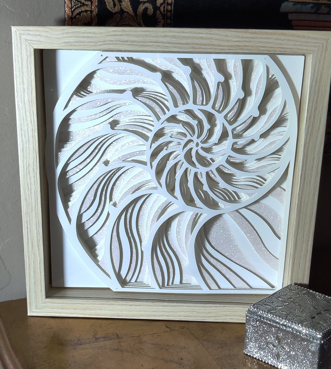 Excited to share the latest addition to my #etsy shop: Layered Nautilus Shell etsy.me/3XMAZK8 #housewarming #framed #entryway #coastaltropical #white #walldecor #wallart #layereddesign #etsygifts