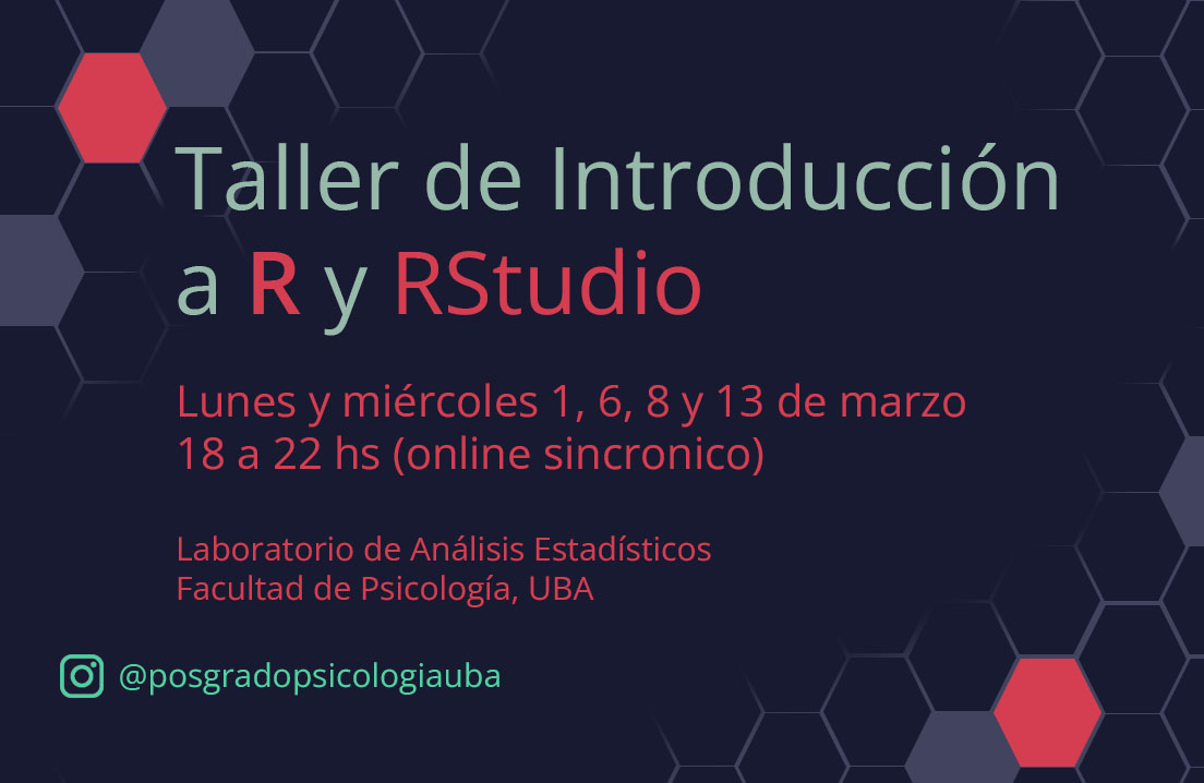 Hola!! Se larga la tercera vuelta del Taller de Intro a R y RStudio de la Facultad de Psicología de la UBA 🥳. Son 4 clases de 4 hs cada una, los días lunes y miércoles (1, 6, 8 y 13) de marzo, de 18 a 22hs. Se dicta de forma completamente virtual!! #rstudio #rstats #workshop