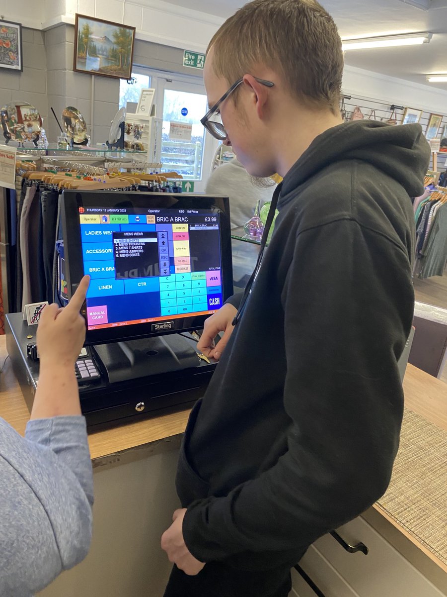 RE_Derwen's tweet photo. George who is a first year out working in the till in Vintage Advantage our on-site retail shop - George has great customer service skills ⁦@DerwenCollegeGC⁩ ⁦@DerwenCollege⁩ ⁦@visitwales⁩ ⁦@visitshrop⁩ ⁦@Natspec⁩ #inclusion https://t.co/NYZdPgHf22