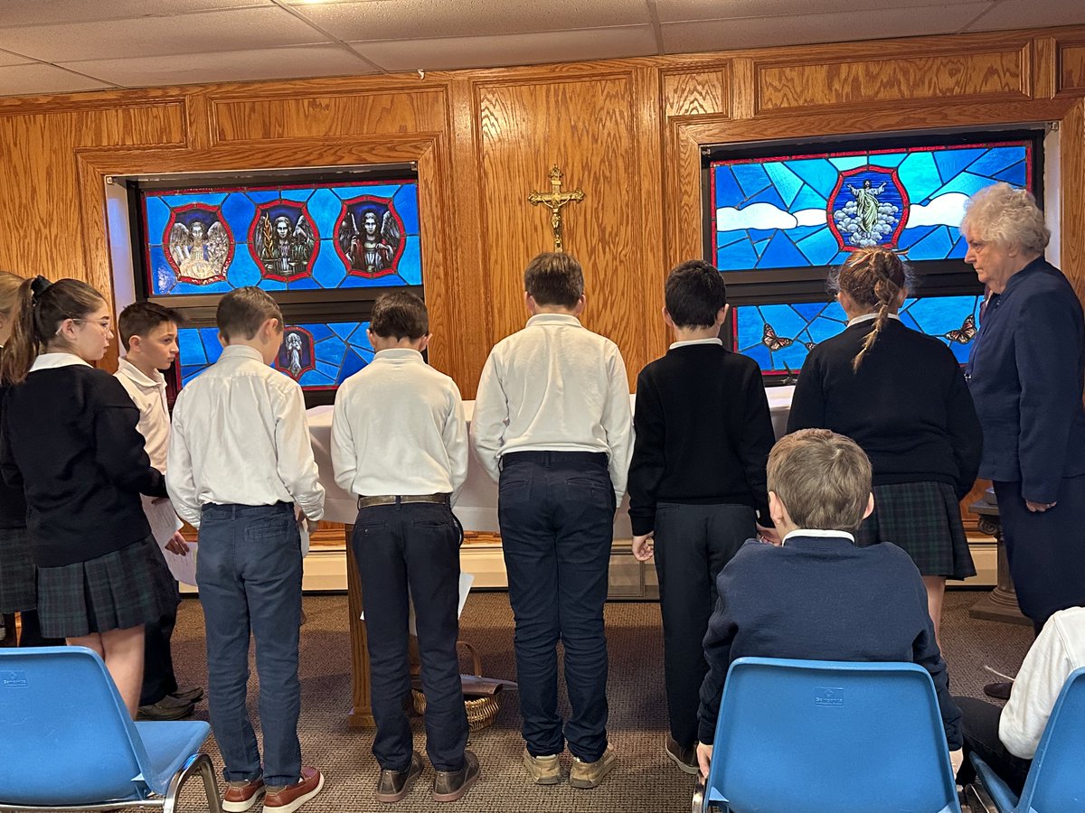 Practicing for 4C Class Mass with our Beloved Sr. Carole!