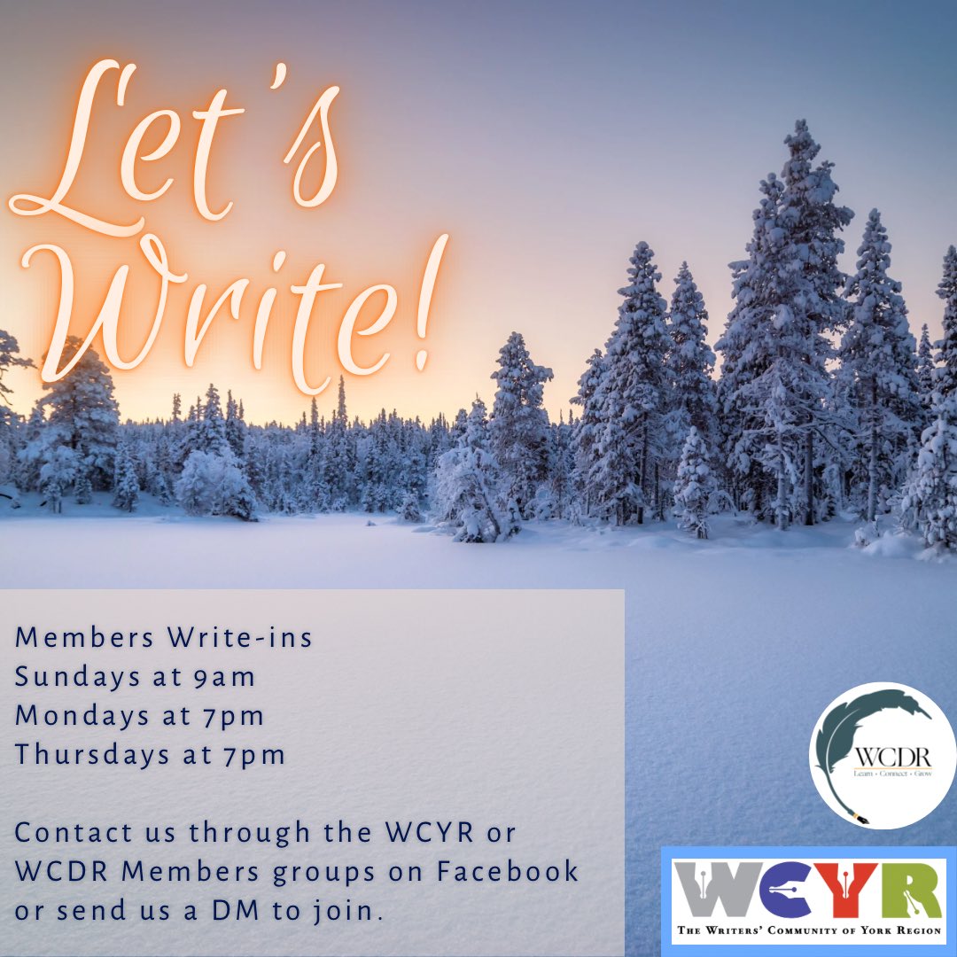 wcyrca's tweet photo. Join us this Sunday before our January event or choose another day this week! Write together, apart.
#writersofyork #writersofyorkregion #wcyr #wcyrca #writersofontario #wcdr #writersofdurham #writersofdurhamregion #gtawriters #writersofontario #writetogether https://t.co/fjfJnJxr6z