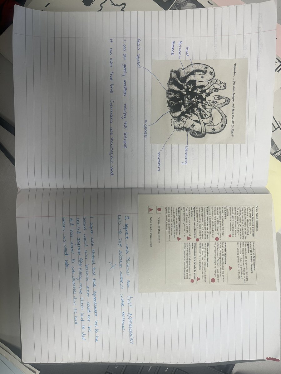 PadHumanities's tweet photo. Fantastic work from year 9 looking at the British Policy of Appeasement leading to Second World War! https://t.co/89BzOqIVap