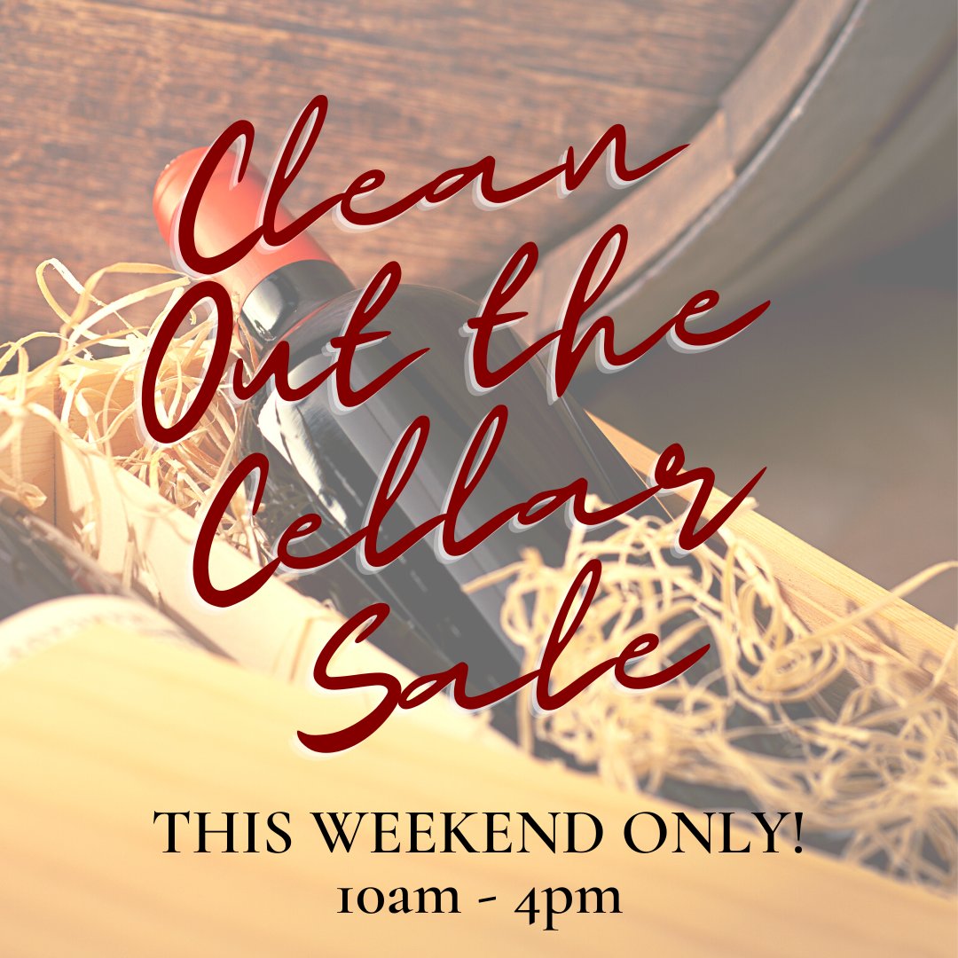 Saturday and Sunday ONLY, come to Clos LaChance for our Clean Out the Cellar Sale, where we'll have wines as little as $5 a bottle! So plan the weekend accordingly. We'll be here! See you then! . #cleanthecellar #cellarsale #closlachance #winesale #bayarea #morganhill #wineoclock