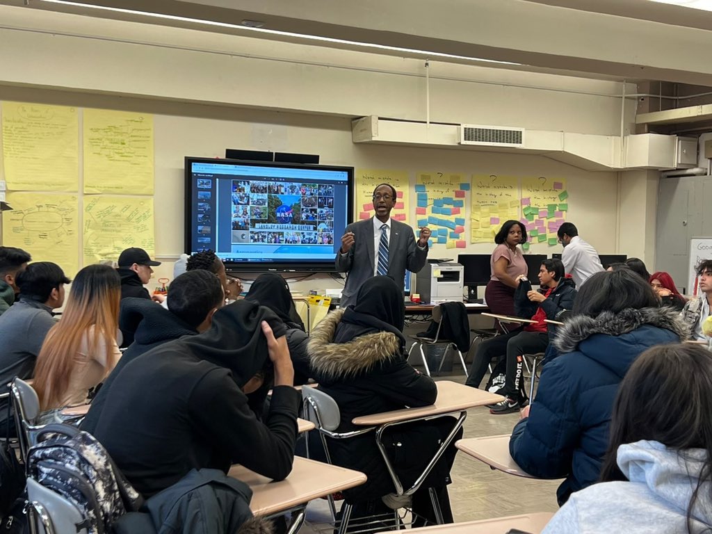 One of the best parts of my job is connecting with the #ArtemisGeneration about how they can help @NASA answer the big questions. Last week, I visited Hillcrest High School in Queens, New York, to speak with students about STEM opportunities and the work we do at @NASA_Langley.