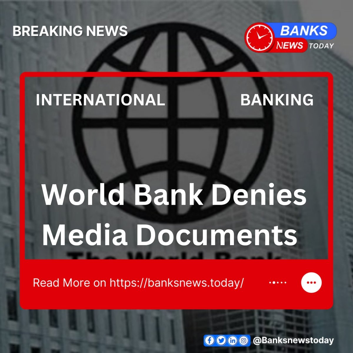 #BREAKING

World Bank Denies Media Documents

#international #banking #WorldBankReport #WorldBank #NewsUpdate #newsfeed #internationalbanking #bankingindustry #worldnews #banksnewstoday #BNT