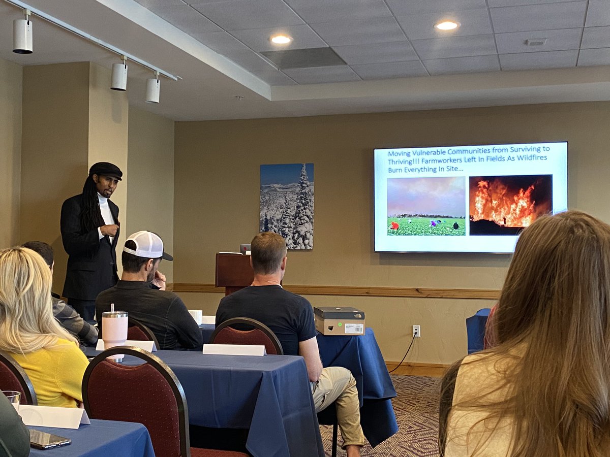 BelenNBCLA's tweet photo. Dr. Mustafa Santiago shining a light on how climate change is impacting our most vulnerable communities. @skisteamboat #weathersummit #EnvironmentalJustice https://t.co/081LnQr40N