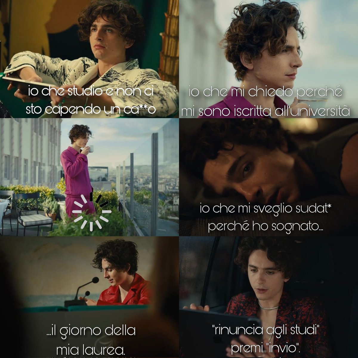 angie_bucc's tweet photo. Il nuovo spot di @RealChalamet mi ha ispirata in questa dura sessione invernale. #tchalamet #timothéechalamet #timothée #chalamet #apple #AppleTVplus #università #studio #sessione https://t.co/DV54PKqqU6