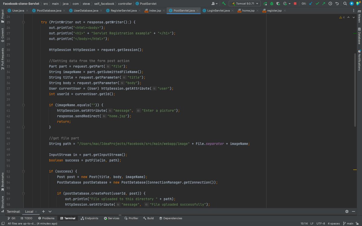 gr8erkay's tweet image. #BuildWithVee Day 3/100 

I was able to implement Java Servlet creating a mini Facebook clone app.

I&apos;ll be creating and connecting databases tomorrow.

#100daysofcode 
#Buildwithvee100daysofcode