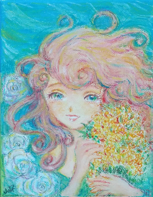 おはようございますオイルパステルの太さをもっと考えないとFOサイズに細かいものを描ききれない練習しなくてはもっとイメージをカタチに出きるようガンバル今日も良き日に#イラスト#オイルパステル 