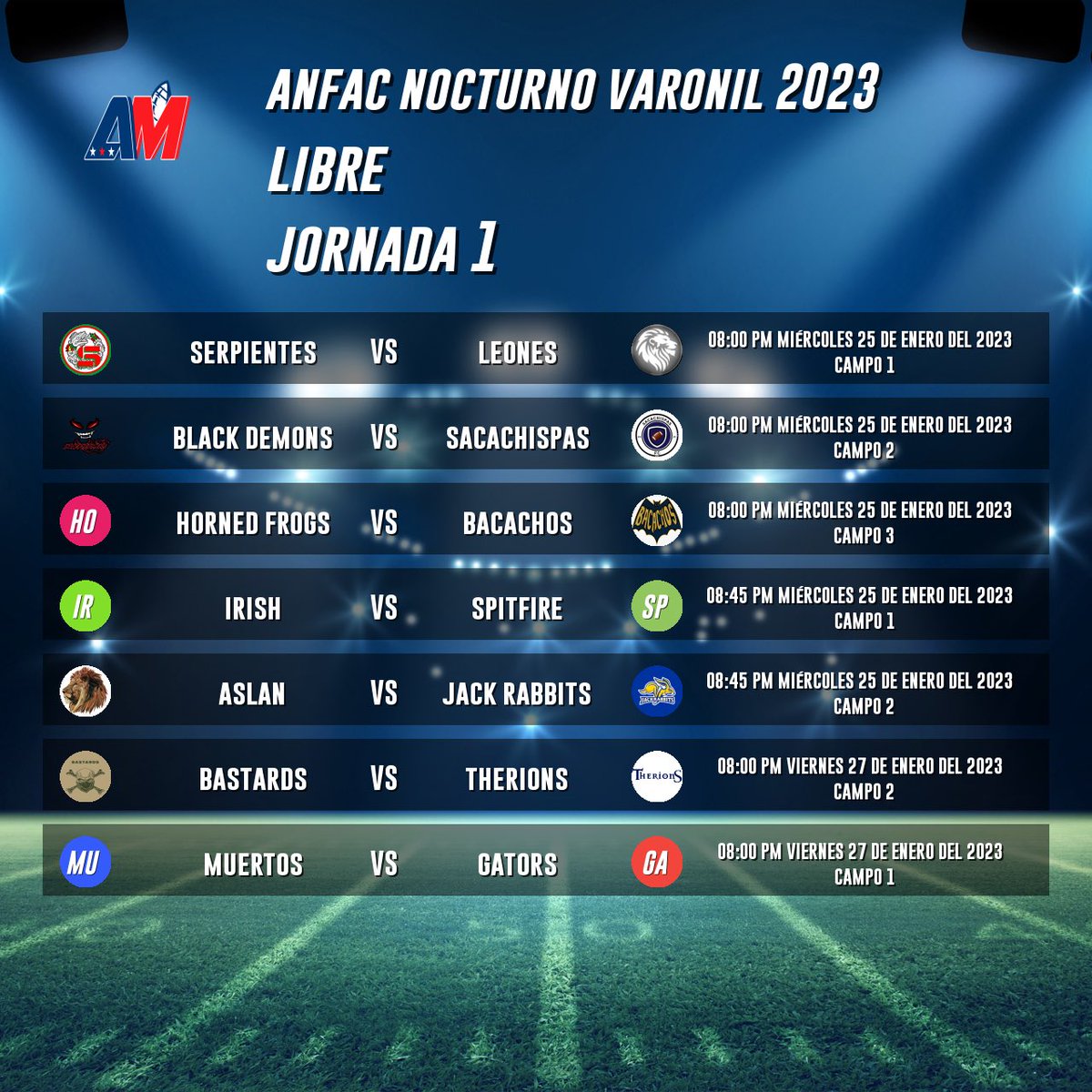 Iniciamos torneo nocturno varonil.
#flagfootball #flagfootballleague