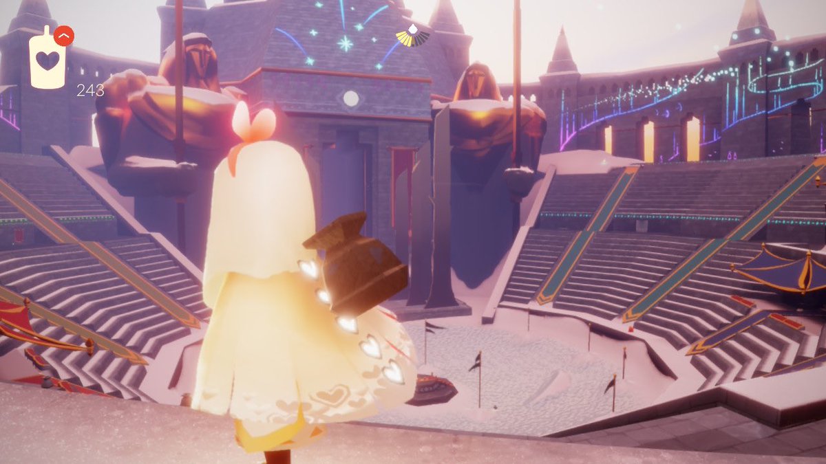 精霊様とご挨拶⁇え？火種貰える⁇なんですってー！アフロおばさんにご挨拶行くわー‼︎   こんにちはアフロおばさん！いつもありがとう！ペコリ・・・・あ、あなた火種はくれないのね😅　#sky星を紡ぐ子どもたち