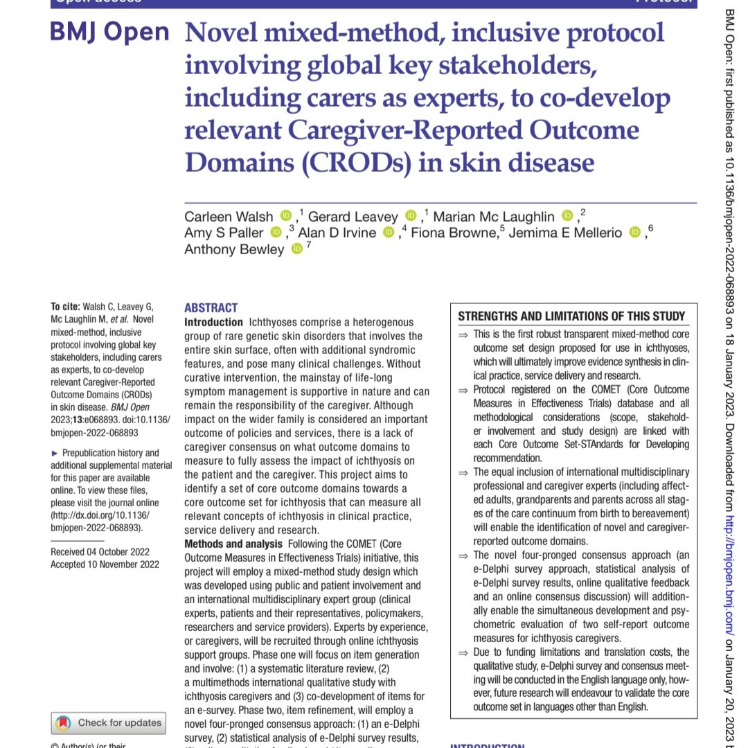CARLEENWALGAL's tweet image. 📢Protocol Alert @BamfordCentre
Want to ID meaningful global patient/family health outcomes, develop and/or validate an outcome measure,check our #MixedMethod #NovelConsensusApproach #InclusivePPI for dev #NeedsAssessment #SeverityScale #RareDisease
bmjopen.bmj.com/content/13/1/e…
RT🙏