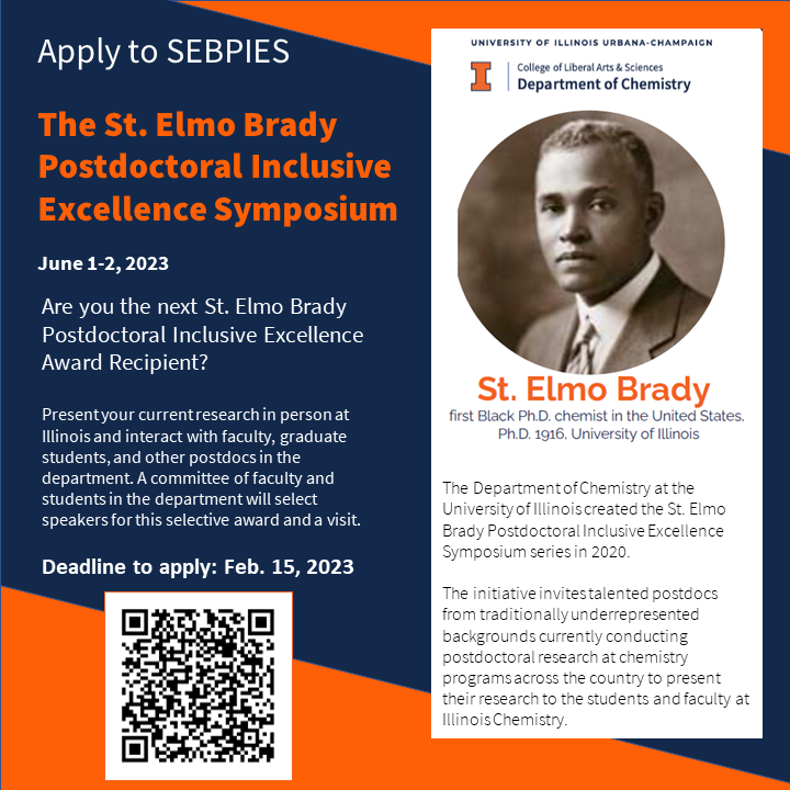 Excited to announce the 2023 St. Elmo Brady Postdoctoral Inclusive Excellence Symposium for future faculty from traditionally underrepresented groups! Benefit from professional development and networking opportunities.
Apply by Feb. 15➡️bit.ly/3CKUlHn