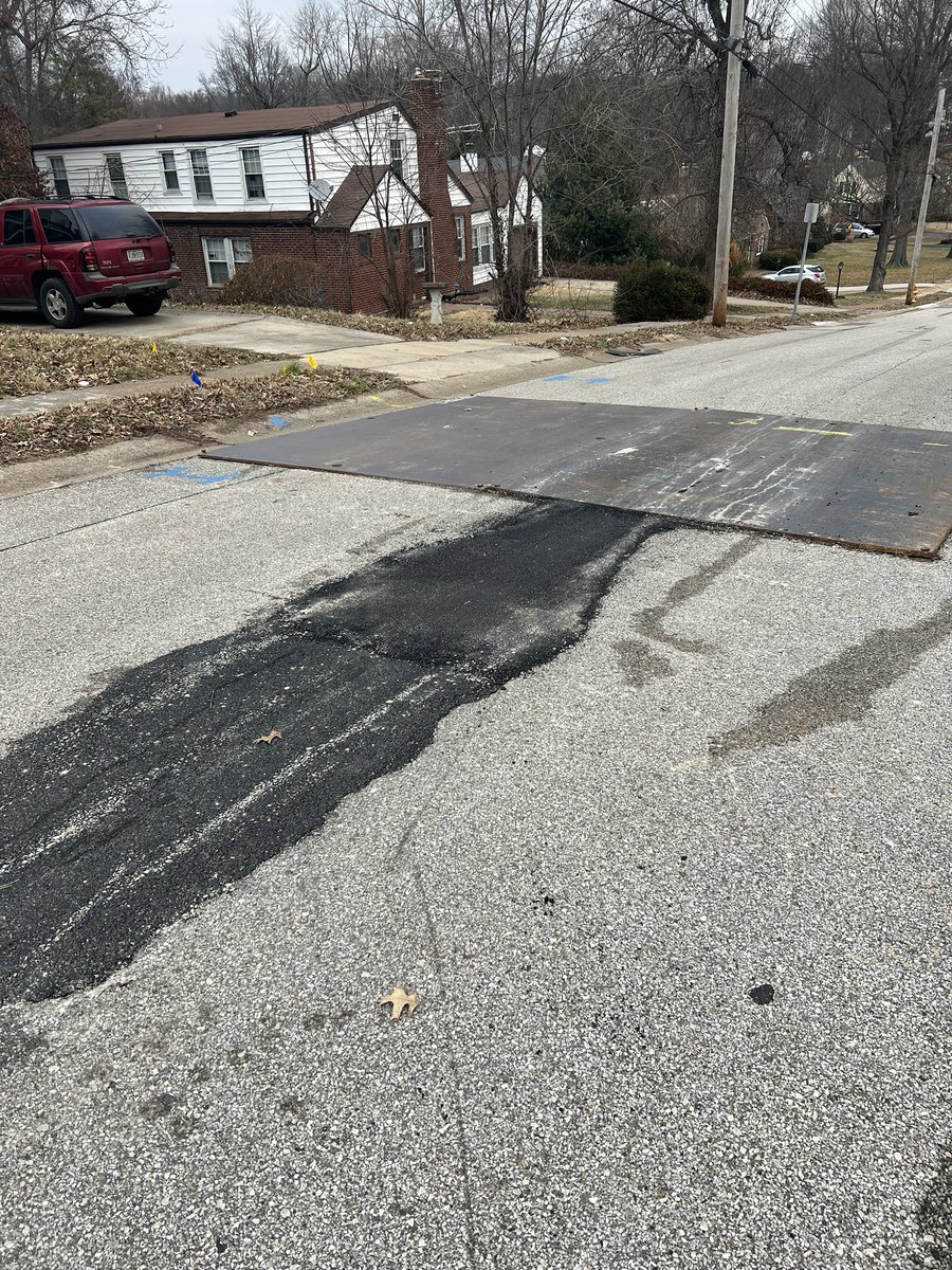 UPDATE: #5OnYourSide put in a call to Missouri American Water to ask about the sinkhole.

We went to lunch, came back, and the hole was fixed. 

A spokesperson said they weren’t sure if a water main break or their repairs caused the hole but they would fix it anyway. <a href="/ksdknews/">KSDK News</a>