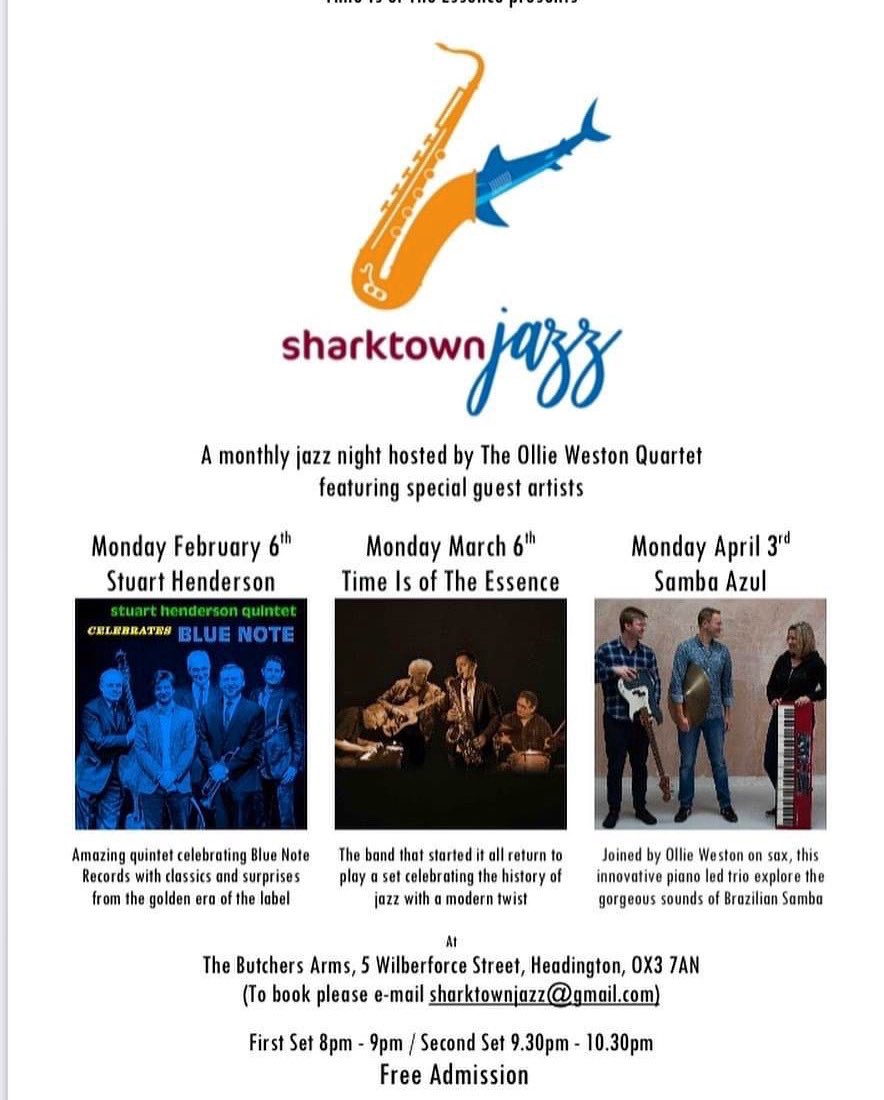 Three new gigs announced for the spring! Book early to be sure if your seat! #sharktownjazz #headington #livemusuc #localpub