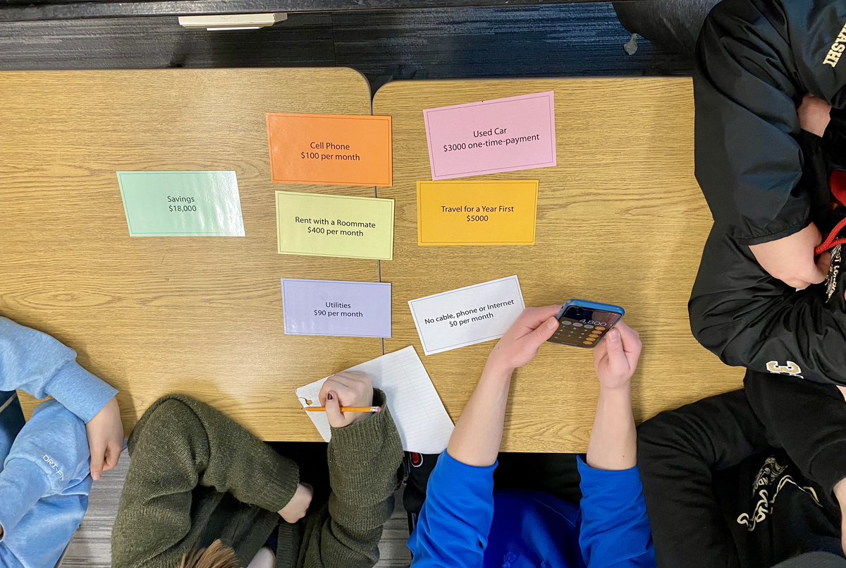 Grade 9 <a href="/STEM_Saunders/">STEMatSaunders</a> took a look at budgeting scenarios today as they wrap up their Careers course. Calculating income vs expenses and brainstorming options to tackle any debts. <a href="/SaundersOne/">Saunders Secondary</a>