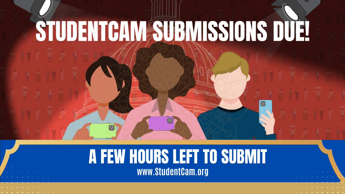 Last call for entries in C-SPAN's 2023 StudentCam competition. All entries must be uploaded by 11:59pm Pacific Standard Time tonight! Tell us about the issue you would first address as a member of Congress. $100K in cash prizes awarded in March. More info: StudentCam.org