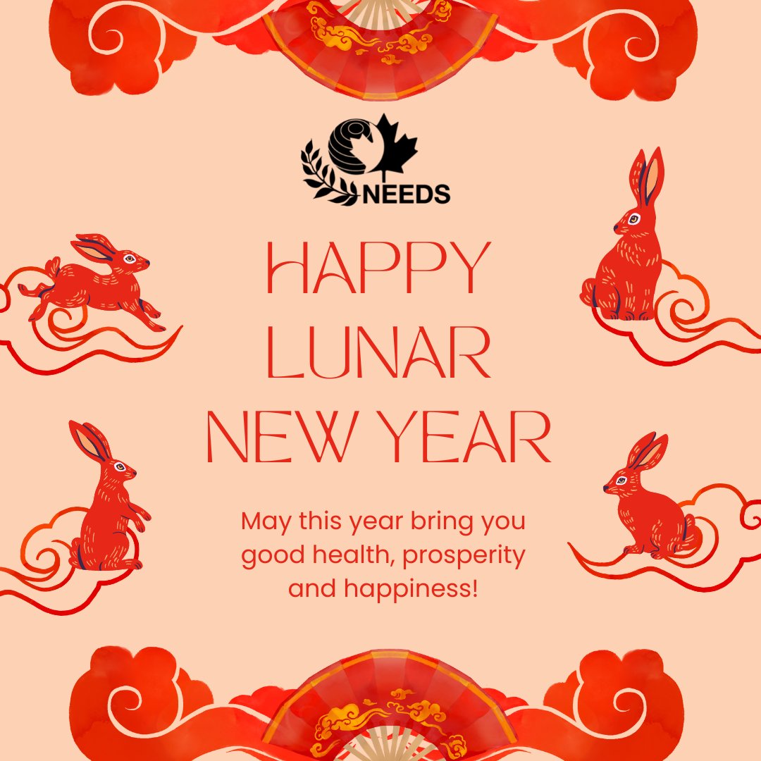 Tomorrow is the Lunar New Year! NEEDS Centre would like to wish everyone who is celebrating a Happy New Year! May the year of rabbit bring you good health, prosperity and happiness! 🐇 🧨 🧧

#LunarNewYear #YearofRabbit