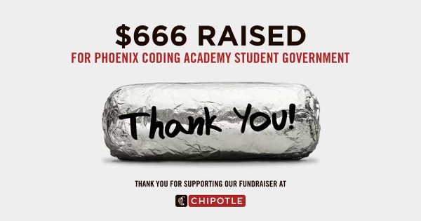 Thank you for all the support for student government at our fundraiser. We raised much more than expected and we didn’t even have to think about what to make for dinner that night!