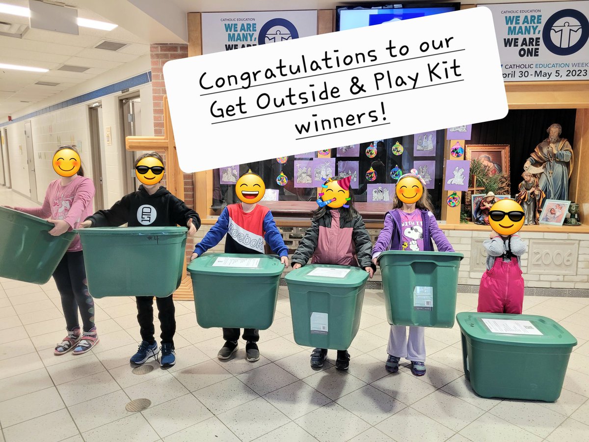 MsZabukovec's tweet photo. 6 lucky winners are going home with our NEW Get Outside &amp; Play kits! Congratulations! 🎉Enjoy playing outdoors this weekend! @StTimothyHAT @StTimothyDPCDSB https://t.co/NtU7OmPqCY