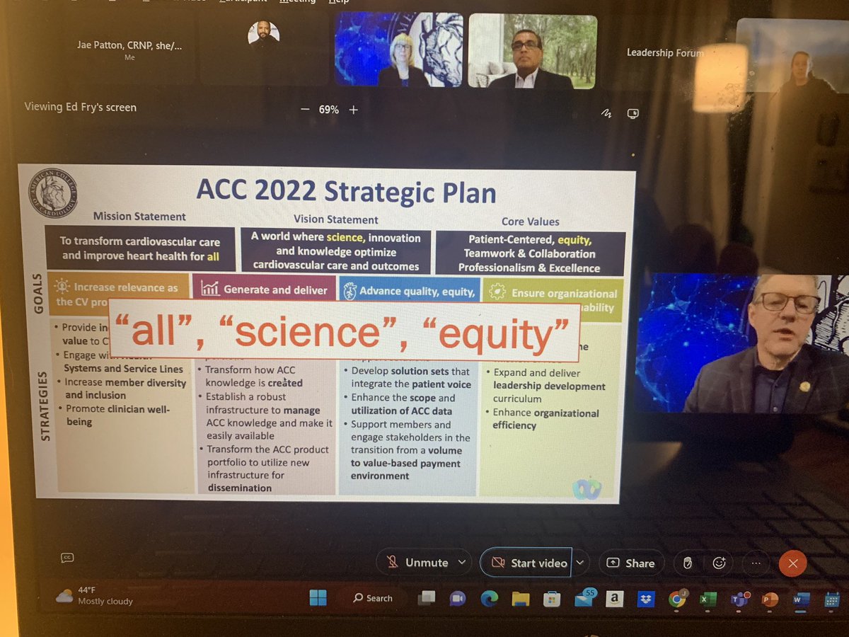 #ACCLeadershipForum 
Dr Fry - 
We’ve added three little words that mean so much!!
🫀All
🫀Science
🫀 Equity 
Proud of my #Professionalhome @ACCinTouch @Andrea_Price317 @beaverspharmd