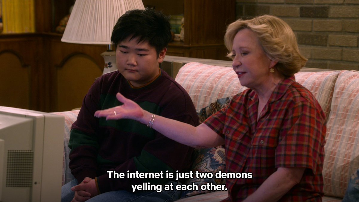 netflix's tweet photo. Is anything more accurate than Kitty describing the Internet as "two demons yelling at each other" on That '90s Show? https://t.co/7T4q5eSGct