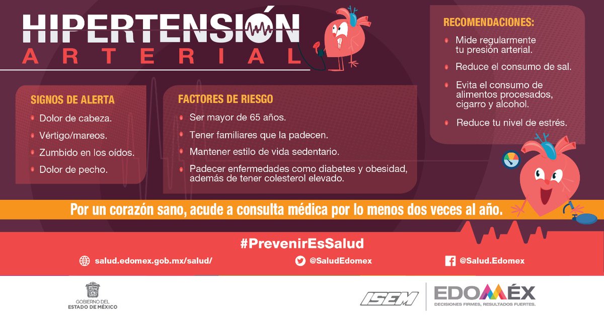 SaludEdomex's tweet photo. Si presentas dolor de cabeza, mareos o sensación de vértigo, zumbido en los oídos y dolor en el pecho, acude a tu médico. La #HipertensiónArterial 🫀 es una enfermedad silenciosa, no presenta síntomas y puede pasar desapercibida.
#PrevenirEsSalud https://t.co/n6t6uK14O9