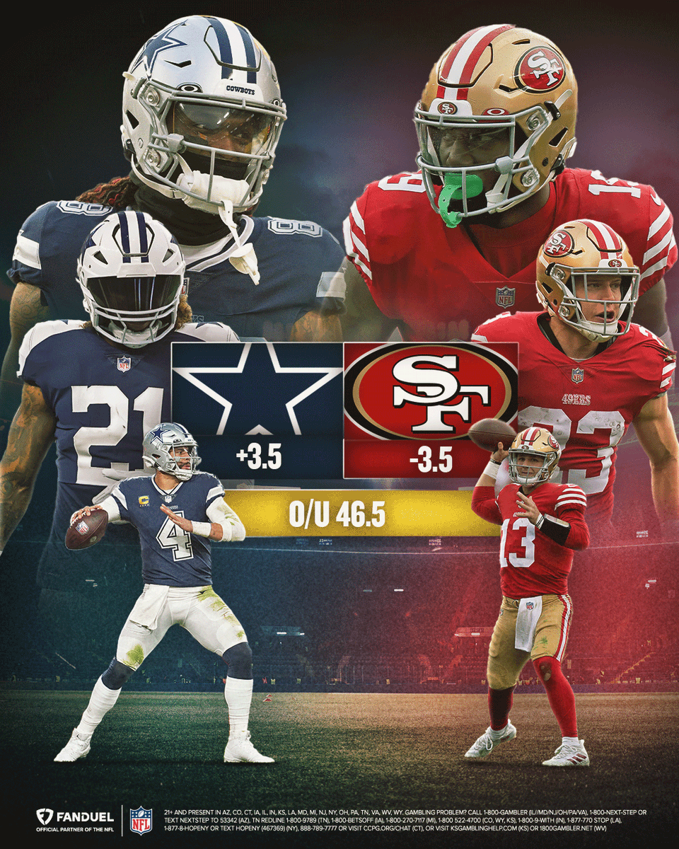 FDSportsbook's tweet image. A classic rivalry renewed in the #NFLPlayoffs 🏈

Who ya got this Sunday night?

#DallasCowboys | #FTTB