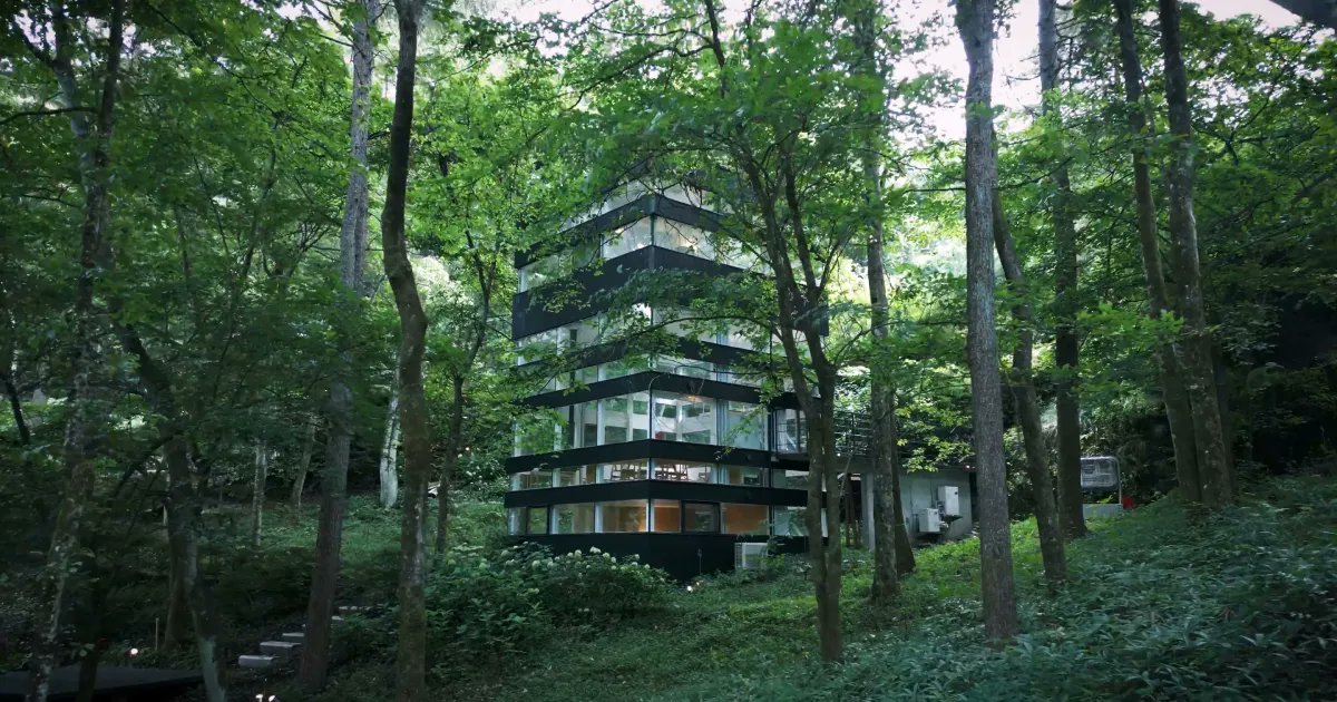 designboom on Twitter "hiding glass house in japanese forest sees 360