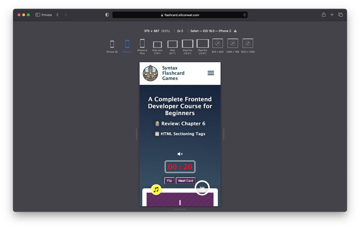 siliconwat's tweet photo. RELEASE UPDATE: Frontend Syntax Flashcard Games
https://t.co/RvmrXNYov4

1. Chapter 6 now live! 🌎
2. Chapter 4 and 5 now live! 🌎

Feel free to report bugs or suggest improvements by replying to this message thread 💻

@thonly #frontend #html #css #javascript #flashcard #game https://t.co/R0sS5GMZgB