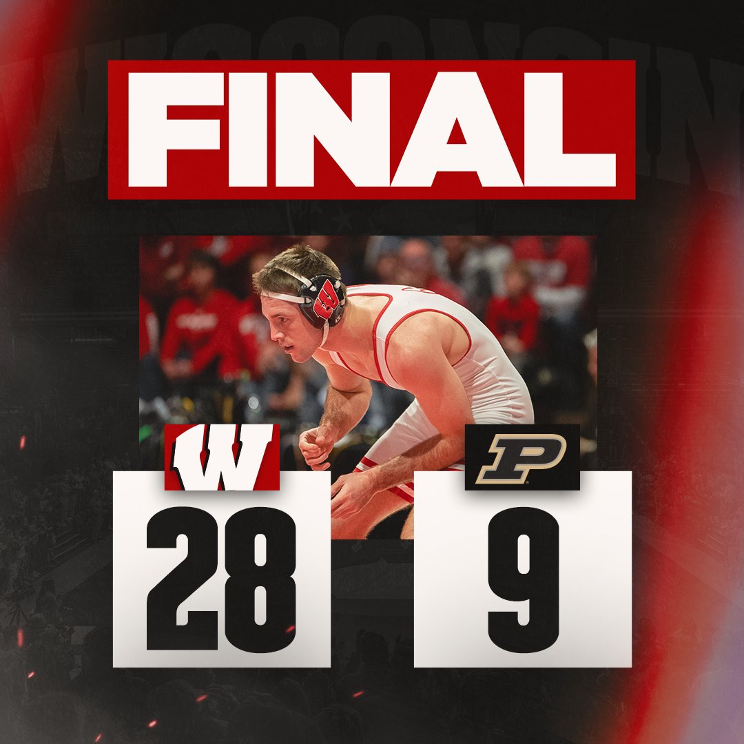 Wisconsin Badgers Wrestling wins 28-9 against Purdue.