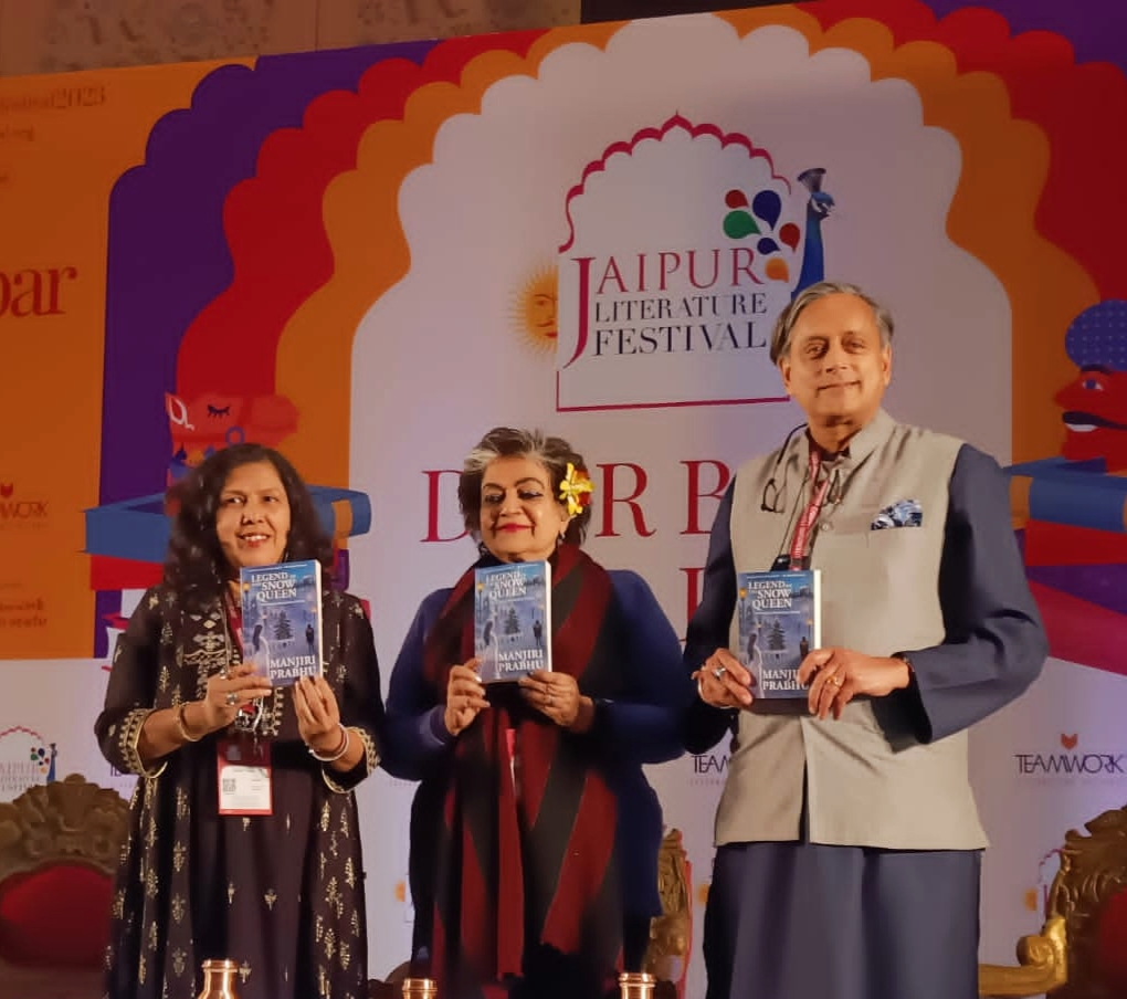 ShashiTharoor's tweet photo. Happy to release @manjiriprabhu's latest mystery thriller, Legend of the Snow Queen, at @JLFLitfest. Manjiri is one Indian writer who has carved out of anuche for herslef w/intriguing page-turners set in Europe! https://t.co/yaf6EUbo4j