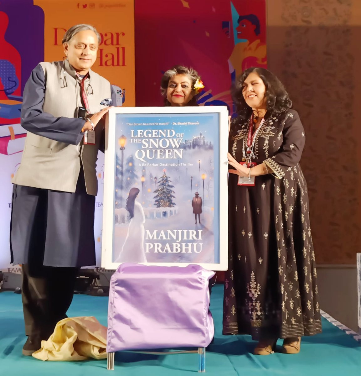 ShashiTharoor's tweet photo. Happy to release @manjiriprabhu's latest mystery thriller, Legend of the Snow Queen, at @JLFLitfest. Manjiri is one Indian writer who has carved out of anuche for herslef w/intriguing page-turners set in Europe! https://t.co/yaf6EUbo4j