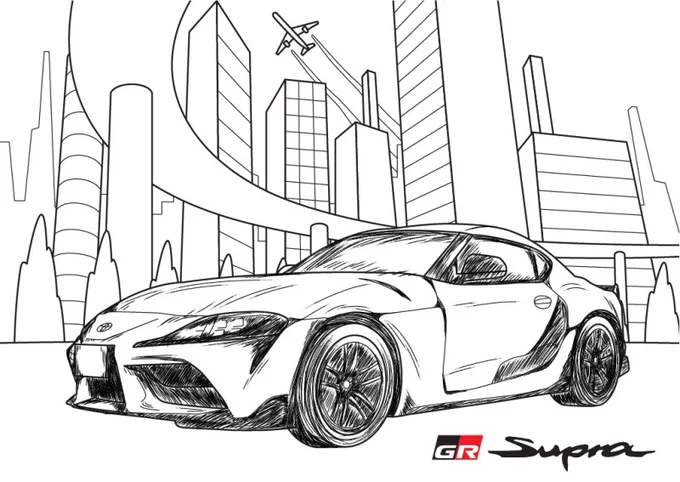 #GRスープラ #GRSupra #塗り絵 #デジタル塗り絵 #イラスト 
GRスープラ塗ってみた 