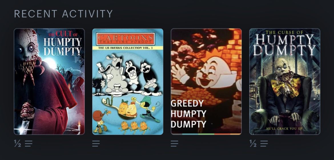 Missyram0113's tweet photo. @letterboxd i’m in my humpty dumpty era… i don’t know why or how this happened https://t.co/LN5S6pWv1Q