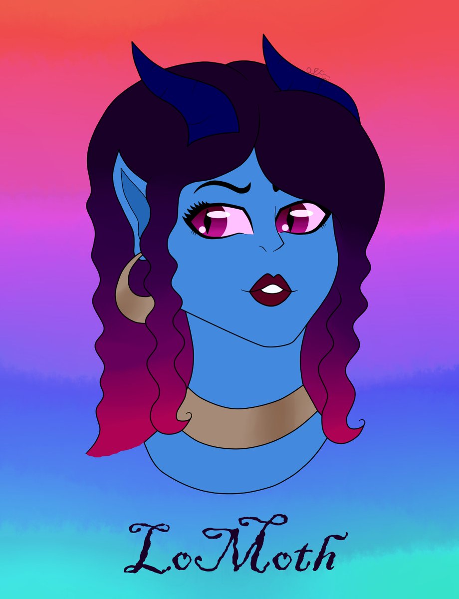 TrueGoldenRose's tweet image. LoMoth the Free Spirt Tiefling is my Bard/Druid who is a bit sassy, classy, and ready to perform her song and dance around for you all!
#GoldenRoseArtStudio #Tiefling #FreeSpirt