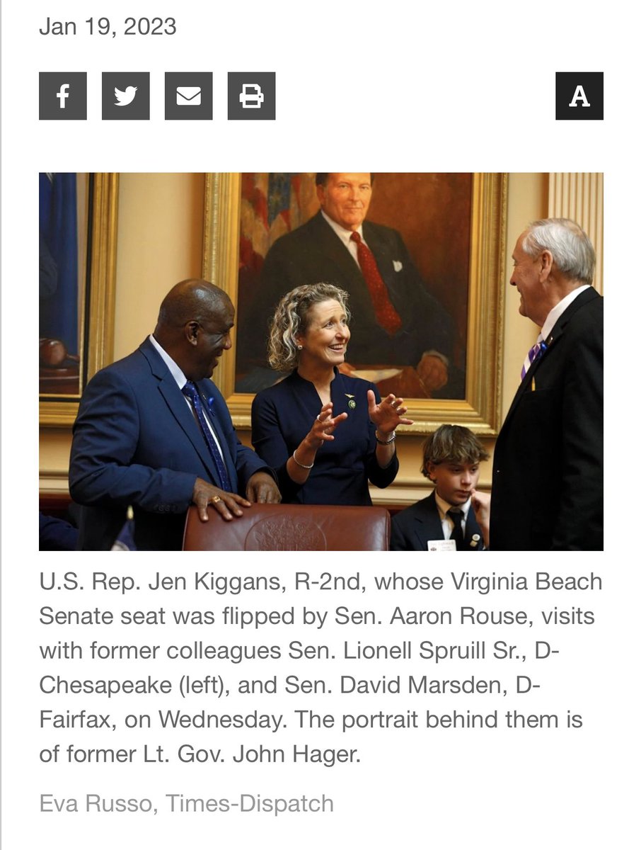 JenKiggans's tweet image. Stopped by the Virginia Senate one last time this past week to say Good-Bye…. I’m so thankful for my time in the General Assembly and the experiences I had there which laid the foundation for serving in Congress….  #VirginiaSenate #GeneralAssembly #VA02