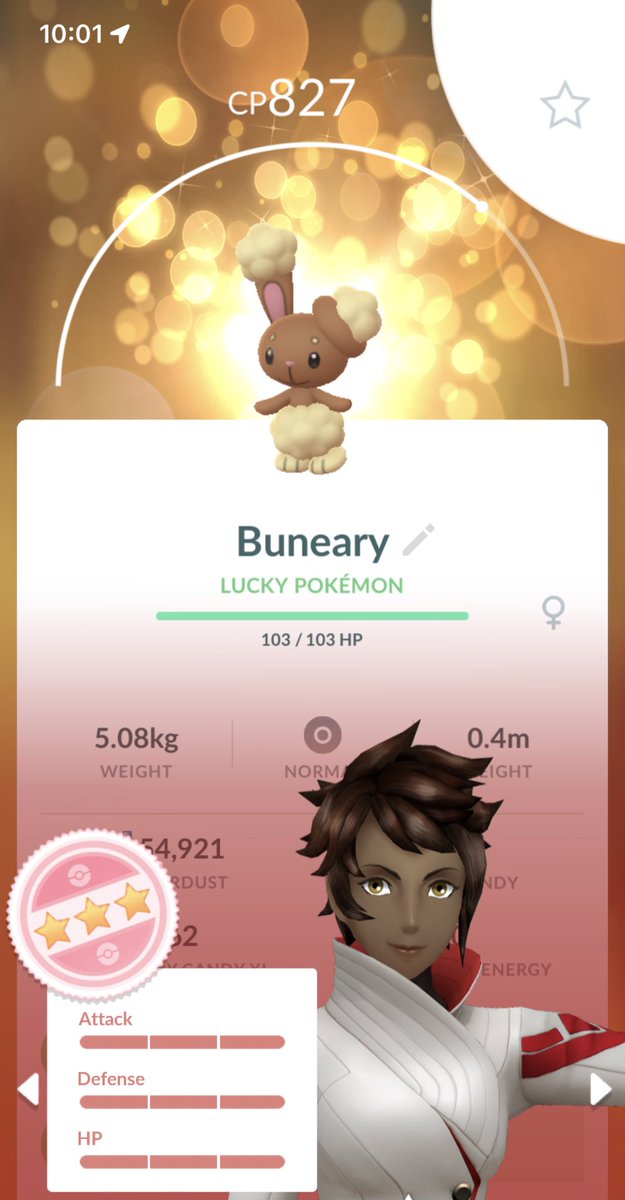Jade77133011's tweet photo. Wow perfect lucky!! 🥰🐰 #PokemonGO #luckypokemon #perfectpokemon #buneary https://t.co/Wl1iyeBaIT