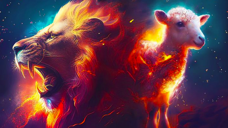 Jesus came for the 1st time as a sacrificial lamb to die for our sins. He was oppressed and afflicted - didn't defend Himself. Soon, He will return as the "Lion of the tribe of Judah", as a KING ready for battle to reign over the earth. The time to come to Jesus the Lamb is now!!