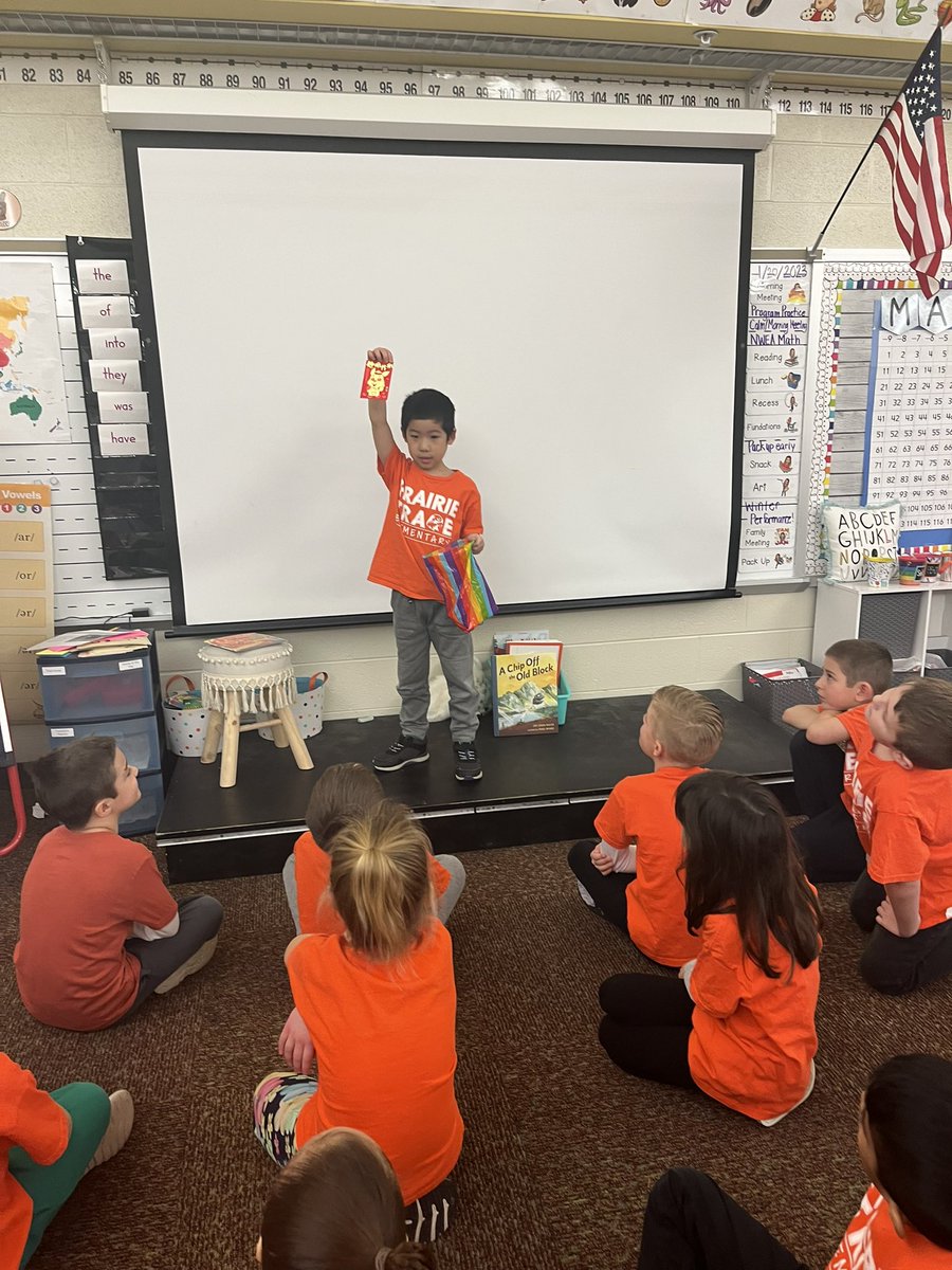 Learning from one of our own classmates today about his traditions celebrating Chinese New Year!