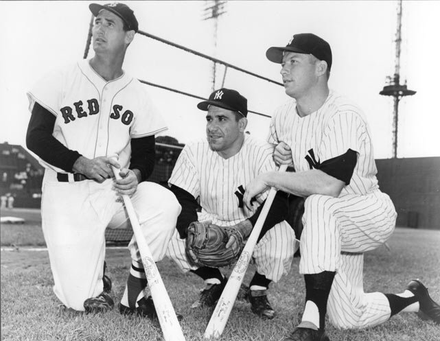 baseballinpix's tweet photo. Ted Williams, Yogi Berra, and Mickey Mantle https://t.co/riqlPeywQw