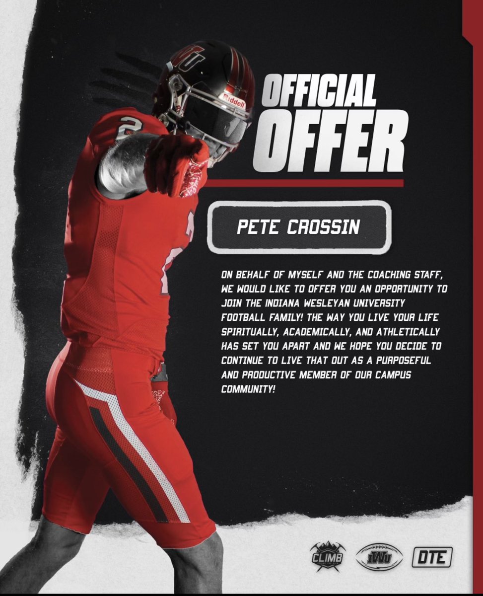 PeteCrossin's tweet photo. Thankful to receive an offer from Indiana Wesleyan University! @Coach__AT @CoachBeyerIWU @IndianaPreps https://t.co/abRiiFnF4e