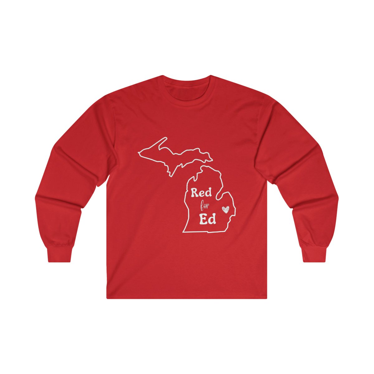 Hey Michigan Teachers! Check out the latest #RedforEd shirt on my #Etsy store! 
15% off just for educators! 
emilyarindesigns.etsy.com
#TeacherLongSleeve #TeacherShirt #Education