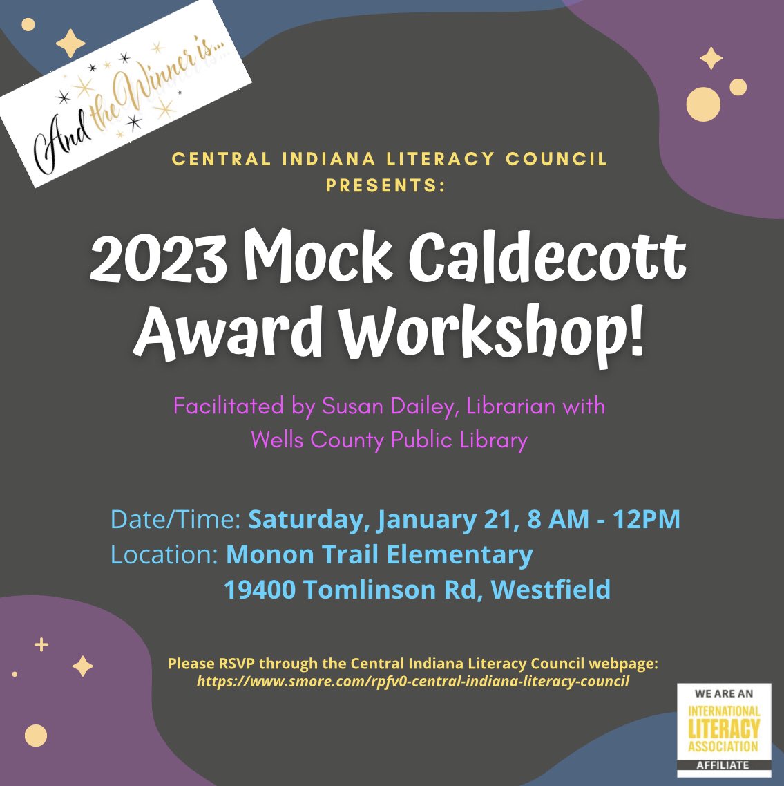 centINDliteracy's tweet photo. There’s still time to register for our annual Mock Caldecott workshop tomorrow, January 21 from 8AM-12PM. RSVP here: 
https://t.co/MOed33jsn4 @IndianaReads https://t.co/5gZ6ZlwaDP
